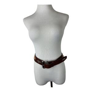 GUESS Brown Leather Belt Studs Rhinestones Western Cowgirl Boho Size L